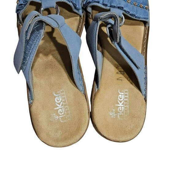 Rieker Womens Blue Embellished Open-Toe Sandals Slip On Boho Sequins Vacation 39 - Picture 11 of 12